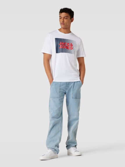 JACK & JONES t-shirt z nadrukiem z logo model 'CORP' Biały 1