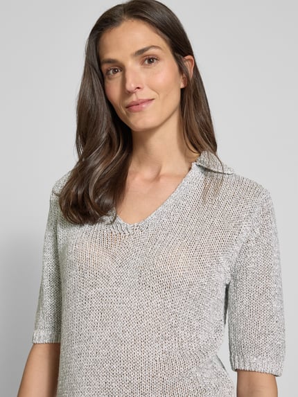 Luisa Cerano Strickshirt aus Leinen-Mix mit 1/2-Arm Silber Melange 3