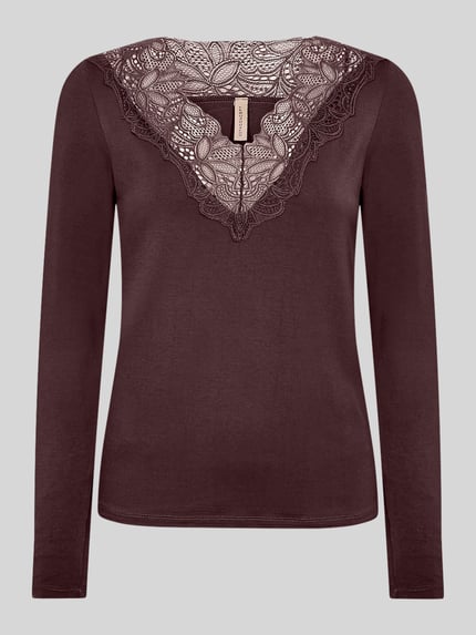 Soyaconcept Slim fit shirt met lange mouwen van lyocellmix model 'Marica' Donkerbruin - 2