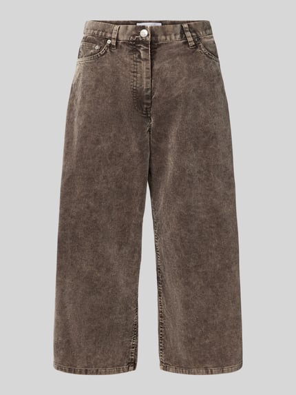 Produktfoto, Culotte aus Cord Modell 'HARPER' von Samsøe Samsøe in Braun, Wide Leg, reine Baumwolle, sichtbare Struktur, vor grauem Hintergrund