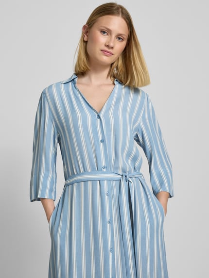 Selected Długa sukienka mini z lejącej czystej wiskozy model ‘FLORA’ Szaroniebieski 3