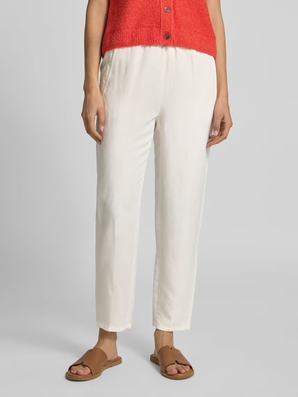 Marc Cain Tapered Fit Stoffhose aus Viskose-Leinen-Mix Weiss 4