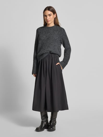Jake*s Casual Oversized Strickpullover mit Woll-Anteil Dunkelgrau Melange 1