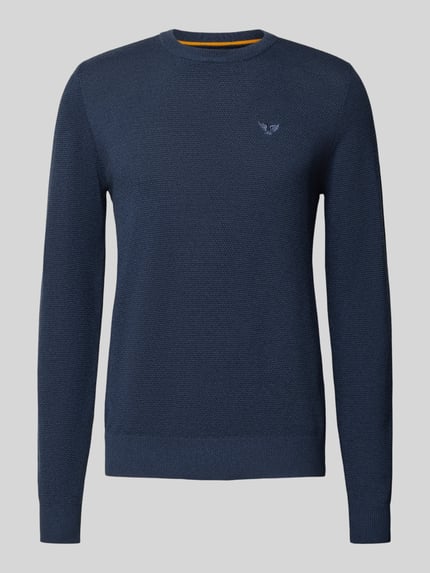 PME Legend Strickpullover mit Logo-Stitching Modell 'Ricecorn' Marine 2