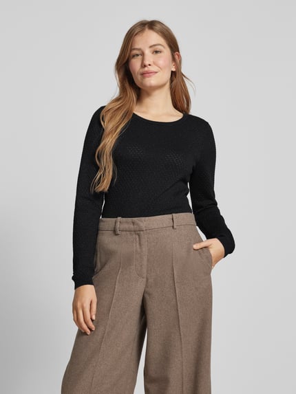 VERO MODA Regular Fit Strickpullover mit Effektgarn Modell 'CARE SHINE' Black 4