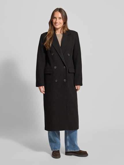 My Essential Wardrobe Regular fit lange jas van wolmix Model 'Frannie' Chocoladebruin - 4