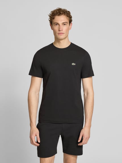 Lacoste t-shirt o kroju regular fit z czystej bawełny Czarny 4