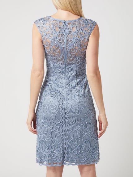 LUXUAR FASHION Nauwsluitende cocktailjurk met borduursels Bleu - 5