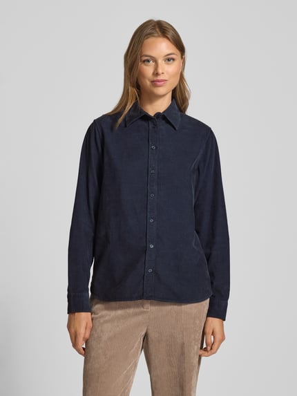 GANT Corduroy blouse met knoopsluiting Marineblauw - 4