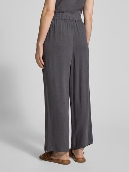 Jake*s Casual Wide fit stoffen broek met elastische band Donkergrijs - 5