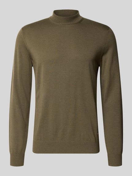 Produktfoto, olijfgroene regular fit pullover uit pure scheerwol model 'Davide' van JOOP! collectie, Heren pullover