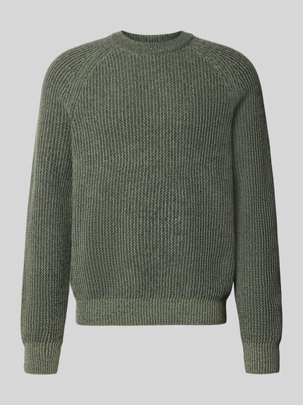 Produktfoto, grüner Regular Fit Pullover aus Woll-Mix Modell 'Kepler' von BOSS Orange mit grober Stricktextur, Herren Pullover von BOSS