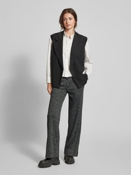 Fynch-Hatton Wide Leg Stoffhose mit Teilungsnähten Modell 'SALT AND PEPPE' Black 1