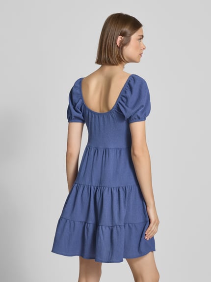 REVIEW Mini-jurk in laagjeslook Rookblauw - 5