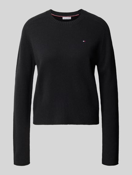 Tommy Hilfiger Slim fit pullover van pure wol Zwart - 1