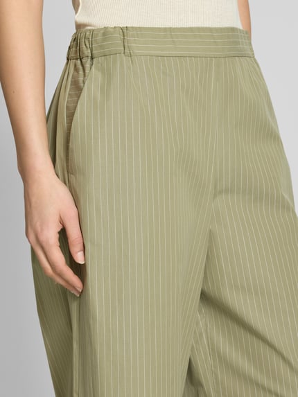 MM by Max Mara Wide leg broek met elastische band, model 'ARLEY' Kaki - 3