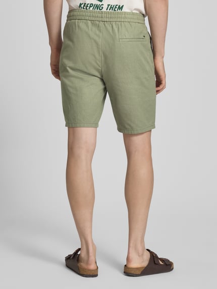 ONLY & SONS Szorty w kroju regular fit z mieszanki bawełny i lnu model 'LINUS' Zielony 5