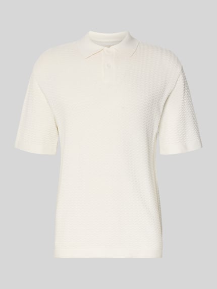 Produktfoto, Relaxed Fit Poloshirt Modell 'FERDINAND' von Redefined Rebel aus Reine Baumwolle, Strickshirt mit Knopfleiste in Cremeweiß