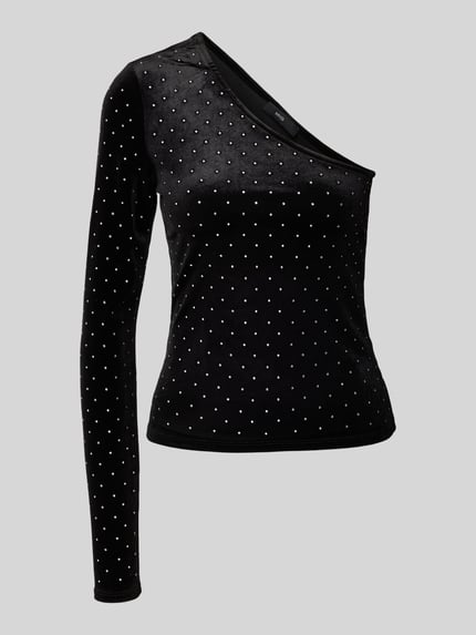 MANGO Slim Fit Blusentop mit One-Shoulder-Träger Modell 'XTACHI' Black 2