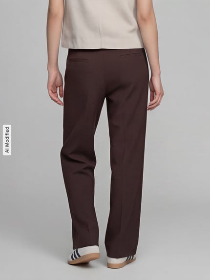 Raphaela By Brax Wide leg wijdte broek van viscosemix model 'Lillyth' Donkerbruin - 5