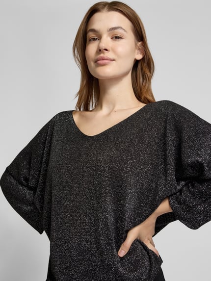 ZABAIONE Gebreide pullover met V-hals Zwart - 3