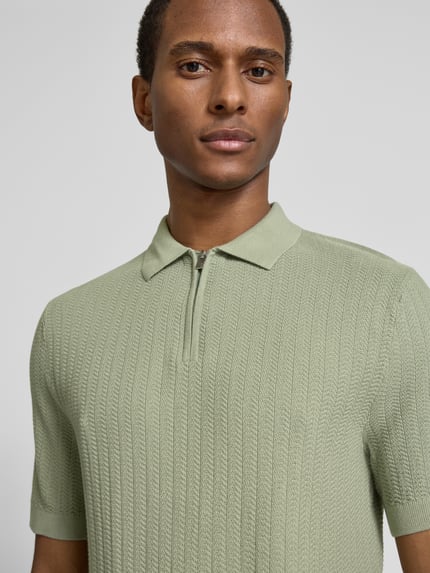 Selected Poloshirt mit kurzem Reißverschluss Hellgruen 3