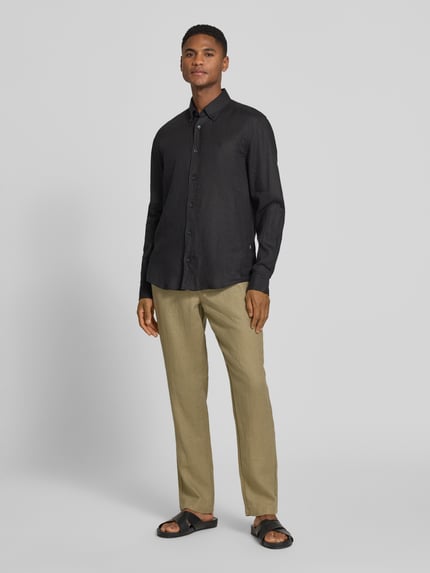 Casual Friday Leinenhose mit Eingrifftaschen Modell 'Pandrup' Khaki 1
