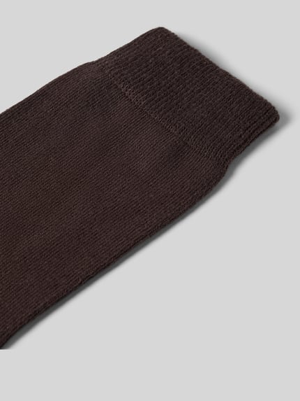 Productfoto, donkerbruine Sokken met Label-Schriftzug Modell 'FAMILY' van Falke, katoenmix met stretch, elastische ribboord, zachte textuur