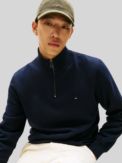 Tommy Hilfiger Regular Fit Troyer aus Baumwoll-Mix Marine 3