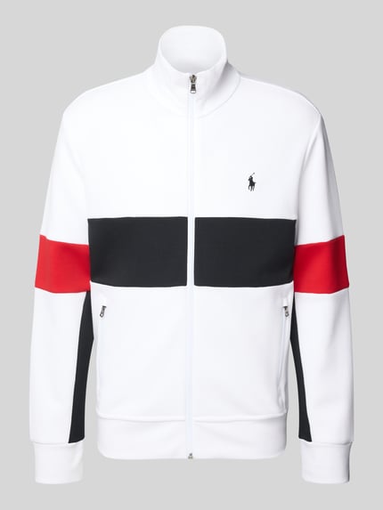 Polo Ralph Lauren Sweatjacke mit Stehkragen und Reißverschlusstaschen Offwhite 2