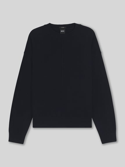 BOSS Relaxed fit gebreide pullover van puur kasjmier, model 'FASCONA' Marineblauw - 2