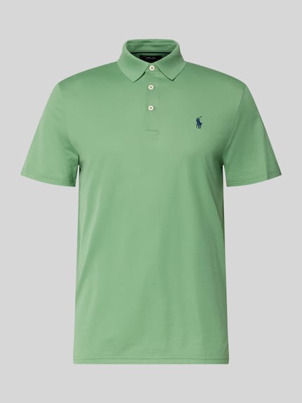 Produktfoto, Tailored Fit Poloshirt mit Label-Stitching von Ralph Lauren aus mieszanka bawełny, zielony, Listwa guzikowa, wyhaftowane logo