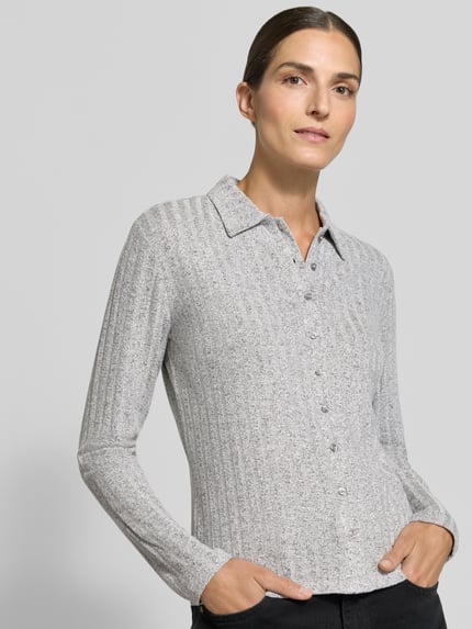 OPUS Langarmshirt mit Hemdkragen Modell 'Sitami' Mittelgrau 3