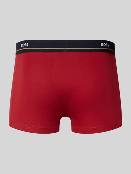 Produktfoto, Pant & Trunk aus Baumwoll-Mix im 5er-Pack Modell 'Essential' von BOSS in Rot mit schwarzem Bund und Logo, Herren Pant & Trunk von BOSS