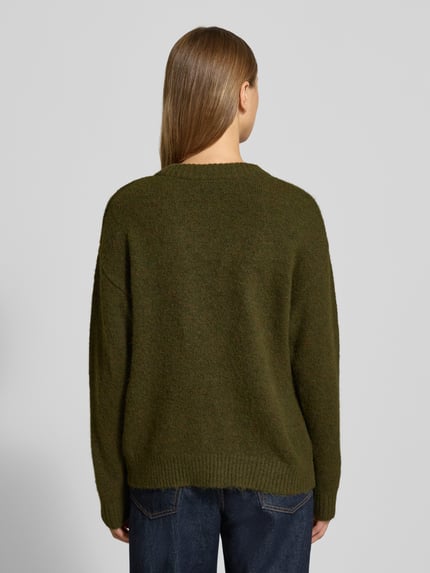FREE/QUENT Sweter z dzianiny w kroju relaxed fit z dodatkiem wełny Model 'Novala' Khaki 5