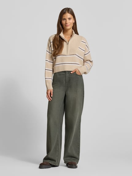 Staud Cropped Strickpullover aus reinem Kaschmir Sand 1