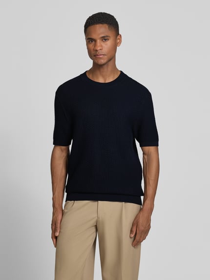 BOSS Regular Fit Strick-Shirt aus reiner Baumwolle Modell 'H-NILTON' Marine 4