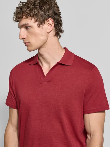 MCNEAL Slim Fit Poloshirt mit V-Ausschnitt Rostrot 3