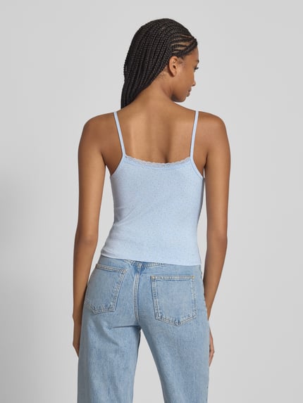 ONLY Regular fit top met bandjes in riblook, model 'LEMONE' Lichtblauw - 5