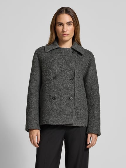 Selected Kurtka wełniana o kroju regular fit z dwurzędową listwą guzikową model ‘ALMA’ Ciemnoszary 4