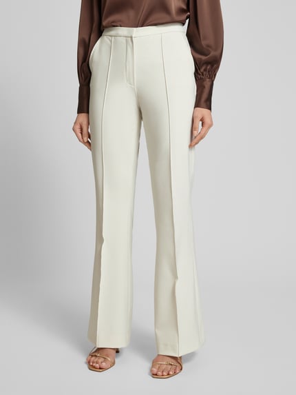 Raffaello Rossi Flared stoffen broek met siernaden en viscoe, model 'DORO' Ecru - 4
