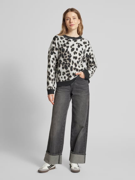 PIECES Regular Fit Strickpullover mit Woll-Anteil Modell 'NANA' Offwhite 1