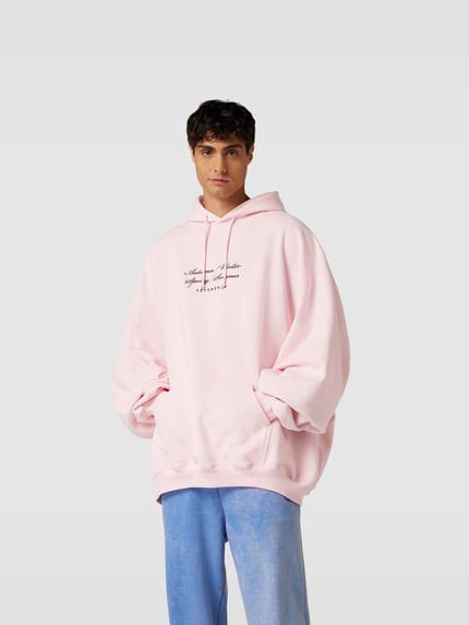 VETEMENTS Bluza z kapturem o kroju oversized z wyhaftowanym logo Jasnoróżowy 4