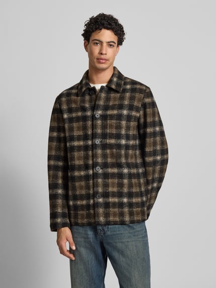 Marc O'Polo DENIM Kurtka koszulowa o kroju regular fit z mieszanki wełny Ciemnobrązowy 4