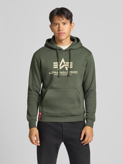 Alpha Industries Regular Fit Hoodie aus Baumwoll-Mix mit Logo-Print Oliv 4