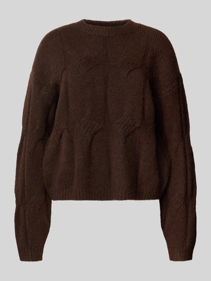 PIECES Relaxed Fit Strickpullover mit Woll-Anteil Modell 'JENNA' Dunkelbraun 2