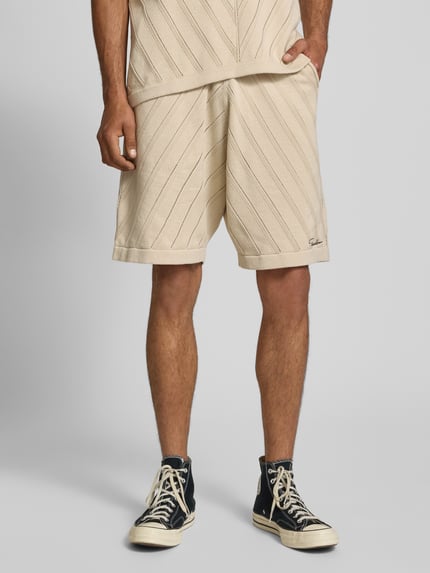 PEGADOR Relaxed Fit Strickshorts mit Label-Stitching Modell 'Canva' Offwhite 4