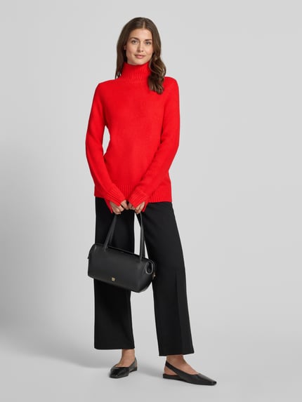 Jake*s Casual Turtleneck mit Label-Detail Kirsche 1