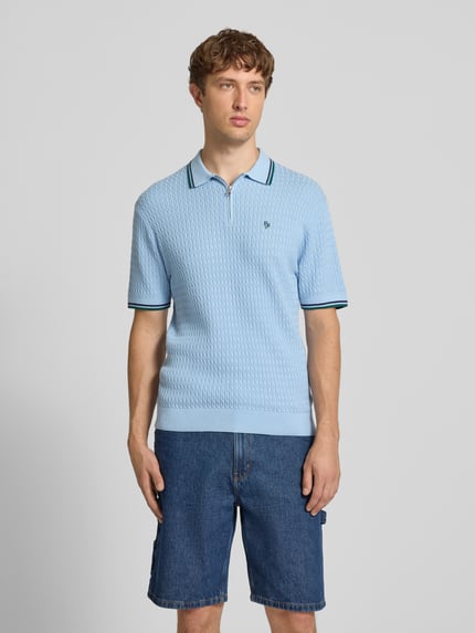 REVIEW slim fit poloshirt in brei-look IJsblauw - 4