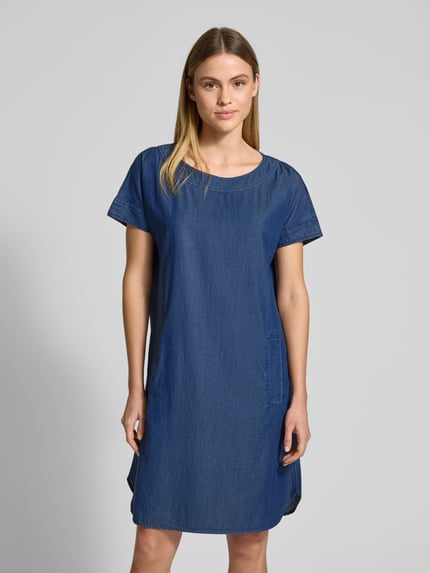 Christian Berg Woman Sukienka mini z tkaniny stylizowanej na denim Granatowy 4